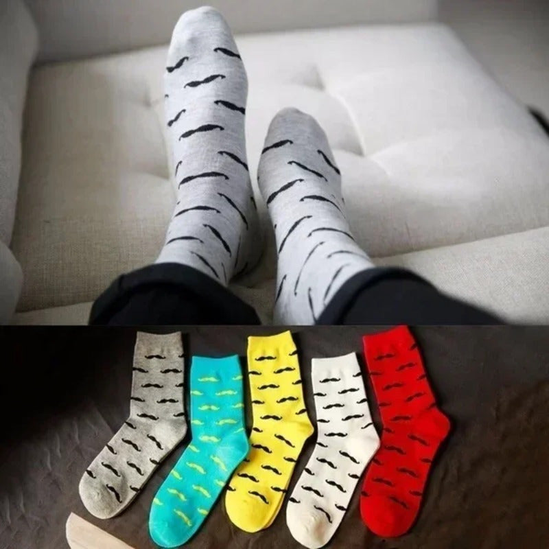 Men's Cartoon Mustache Crew Socks