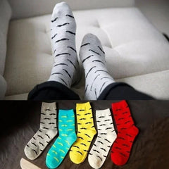 Men's Cartoon Mustache Crew Socks