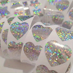 500pcs Rainbow Laser Heart Stickers Scrapbooking Adhesive Labels
