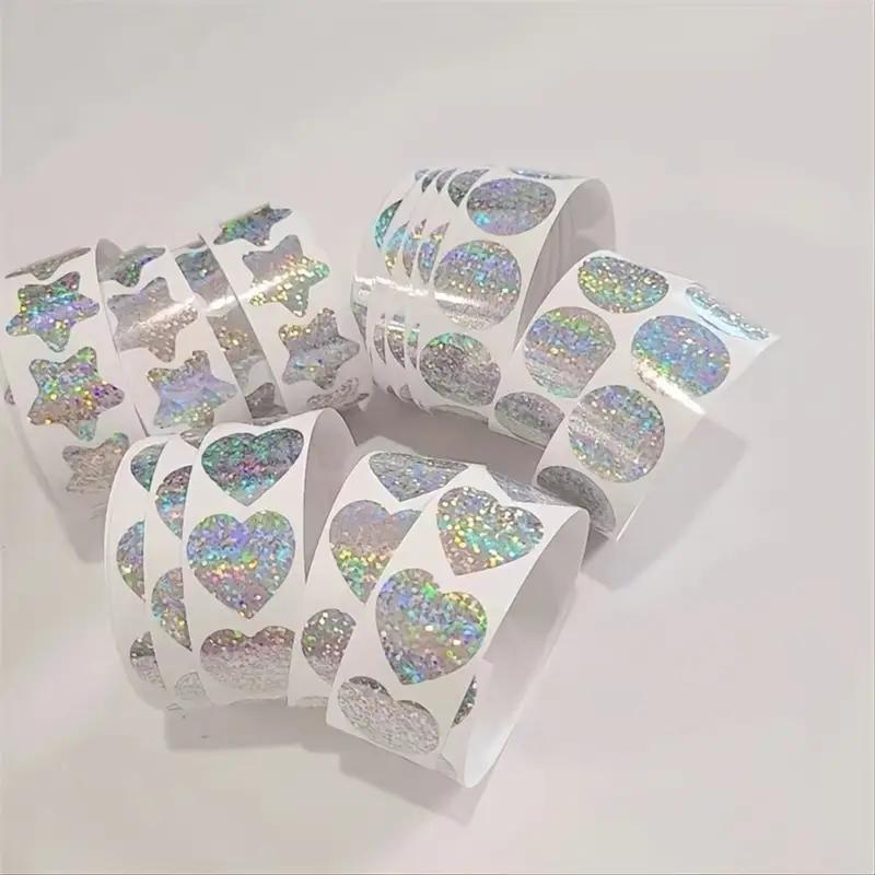 500pcs Rainbow Laser Heart Stickers Scrapbooking Adhesive Labels