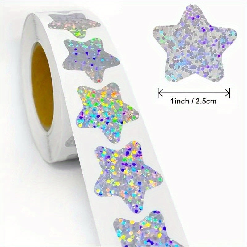 500pcs Rainbow Laser Heart Stickers Scrapbooking Adhesive Labels