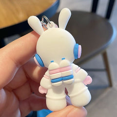 2pcs 3D Space Rabbit Key Chain Bag Pendant Accessory