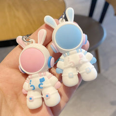 2pcs 3D Space Rabbit Key Chain Bag Pendant Accessory
