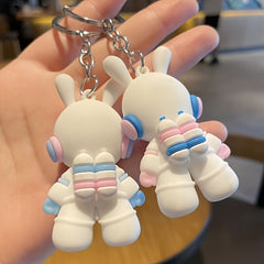 2pcs 3D Space Rabbit Key Chain Bag Pendant Accessory