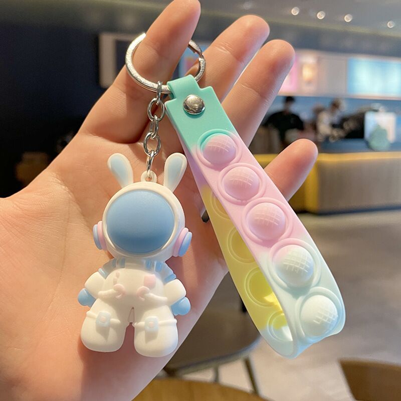 2pcs 3D Space Rabbit Key Chain Bag Pendant Accessory