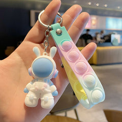 2pcs 3D Space Rabbit Key Chain Bag Pendant Accessory