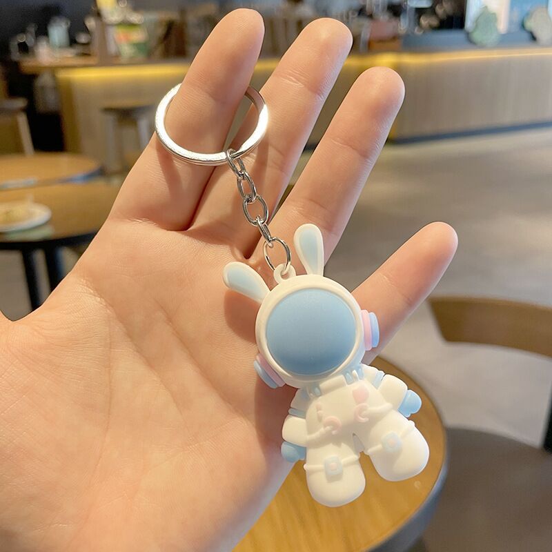 2pcs 3D Space Rabbit Key Chain Bag Pendant Accessory