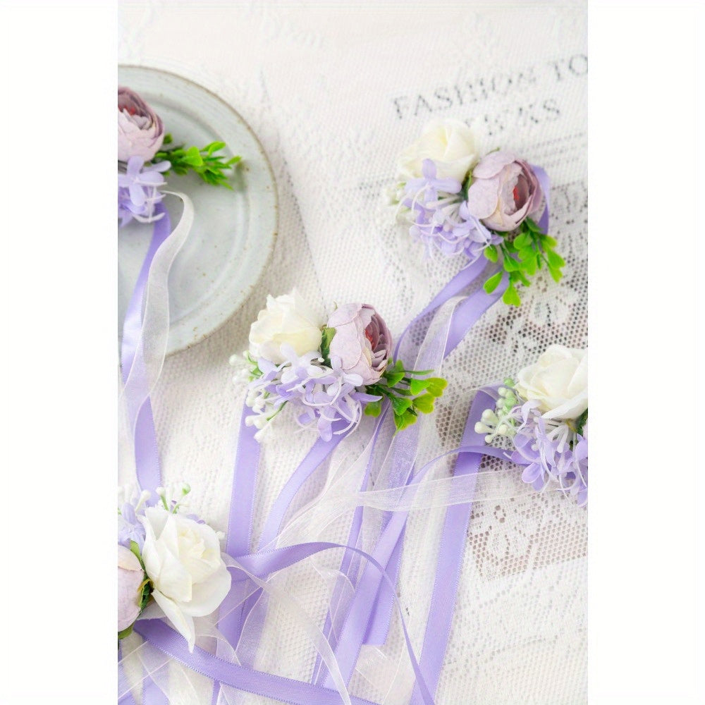 Wrist Corsage And Boutonniere Wedding Party Props Artificial Flower