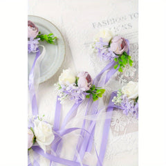 Wrist Corsage And Boutonniere Wedding Party Props Artificial Flower