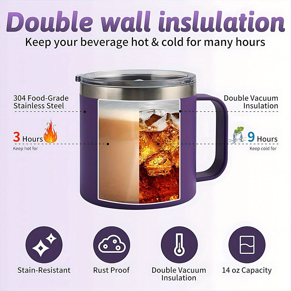 14oz Double Layer Stainless Steel Water Cup Shatterproof Insulated Coffee Cup