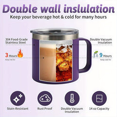14oz Double Layer Stainless Steel Water Cup Shatterproof Insulated Coffee Cup