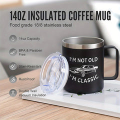 Car Graffiti Stainless Steel Water Cup 14oz Leakproof Insulated Coffee Cup