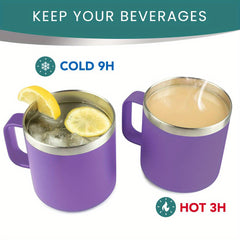 Purple Stainless Steel Water Cup 14oz Insulated Portable Drinking Cup