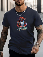 Christmas Print Men's Graphic Crew Neck Active T shirt