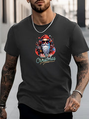 Christmas Print Men's Graphic Crew Neck Active T shirt