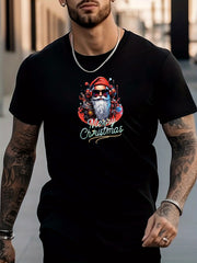 Christmas Print Men's Graphic Crew Neck Active T shirt