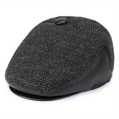 Men's Beret Hat With Earflaps Vintage Warm Velvet Winter Newsboy Cap