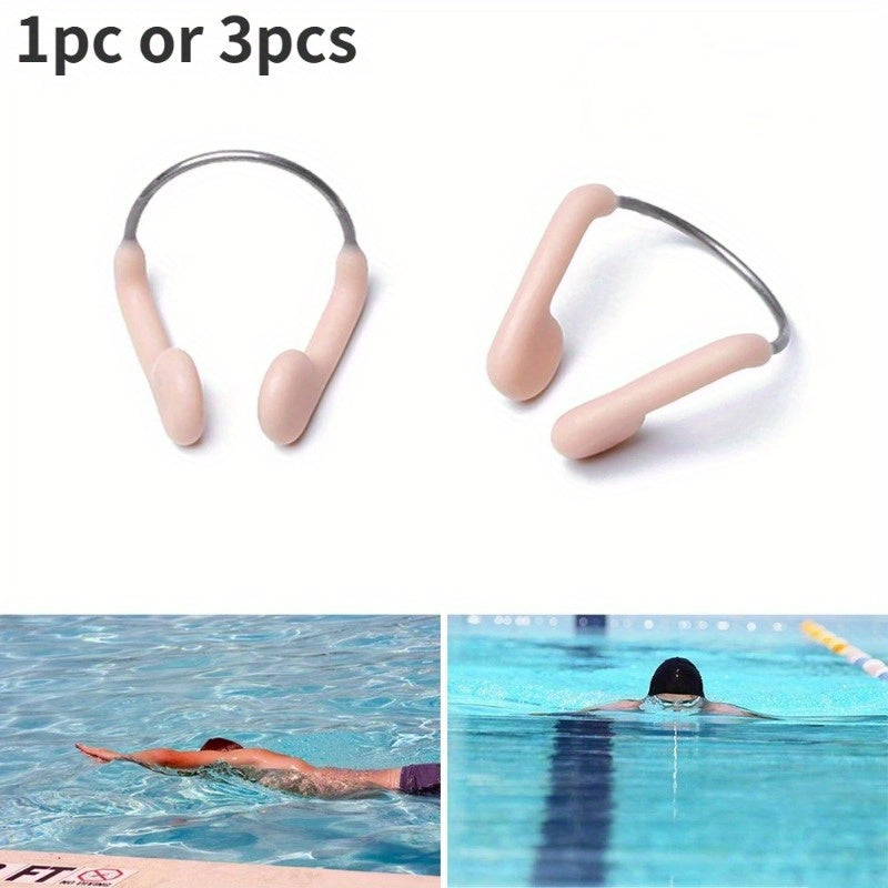 3pcs Soft Silicone Steel Wire Nose Clip For Swimming Diving