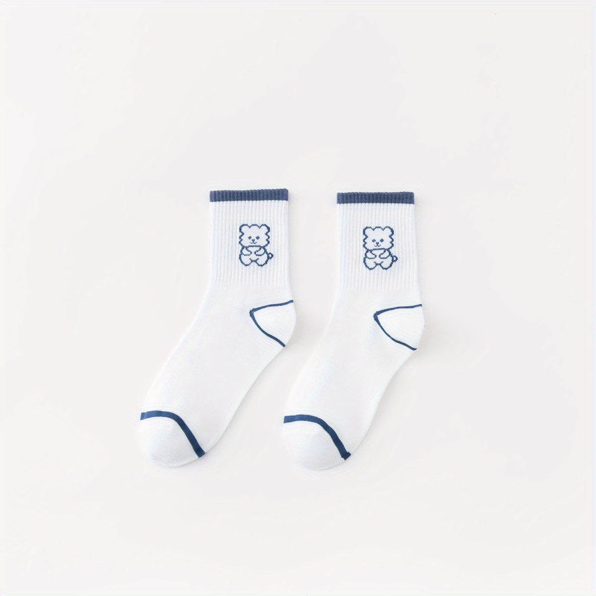 Teenager's Cartoon Animals Striped Knitted Socks Soft Crew Socks