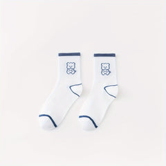 Teenager's Cartoon Animals Striped Knitted Socks Soft Crew Socks