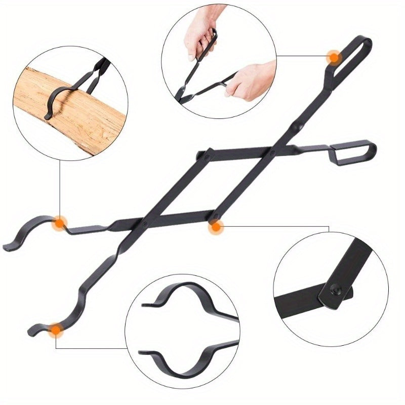 1pc Folding Fireproof Tongs for Fireplace Indoor/Outdoor Tools