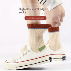 Pack of 5 Casual Breathable Long Striped Sports Socks
