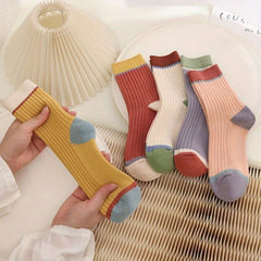 Pack of 5 Casual Breathable Long Striped Sports Socks