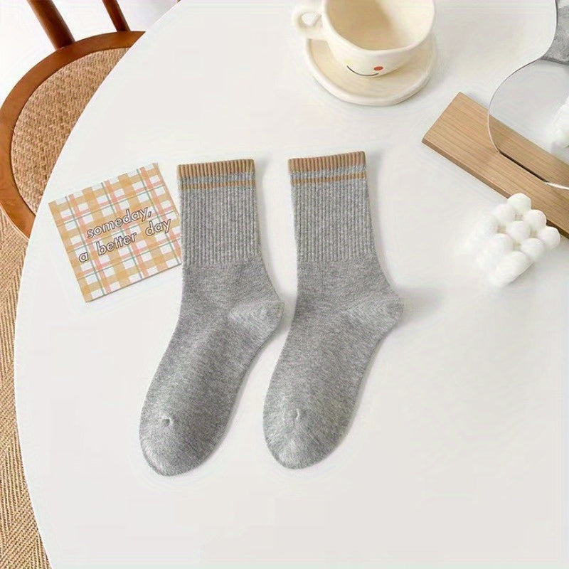 5 Pairs Long Sports Socks for Spring Autumn Winter