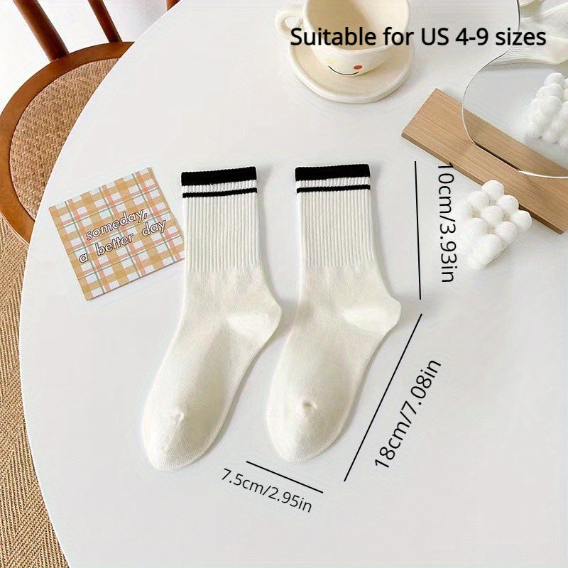 5 Pairs Long Sports Socks for Spring Autumn Winter