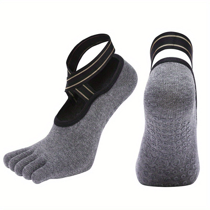 Five Finger Yoga Socks Cross Strap Split Toe Dance Socks Sports Floor Socks