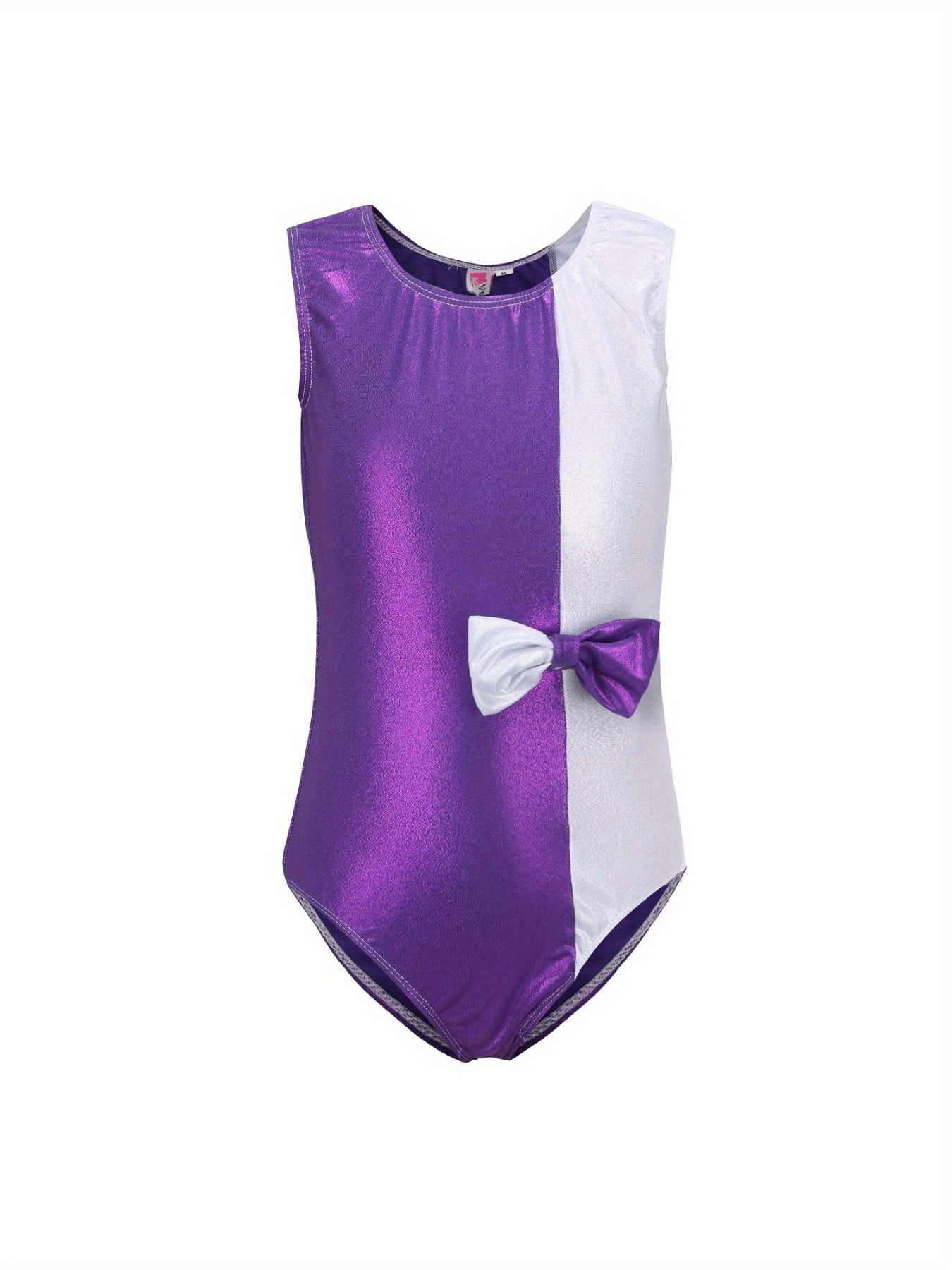 Splicing Bow Decor Sleeveless Gymnastics Outfits Girls