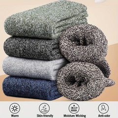 5 Pairs Wool Crew Socks For Men Winter Hiking Soft Warm Casual Socks