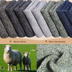 5 Pairs Wool Crew Socks For Men Winter Hiking Soft Warm Casual Socks