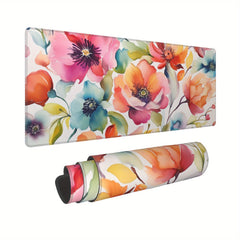 Artistic Watercolor Floral Large Gaming Mouse Pad Non Slip Computer Mat