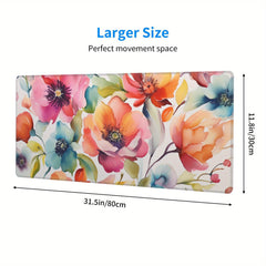 Artistic Watercolor Floral Large Gaming Mouse Pad Non Slip Computer Mat