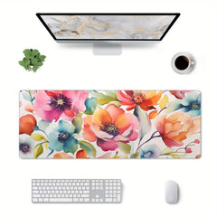 Artistic Watercolor Floral Large Gaming Mouse Pad Non Slip Computer Mat