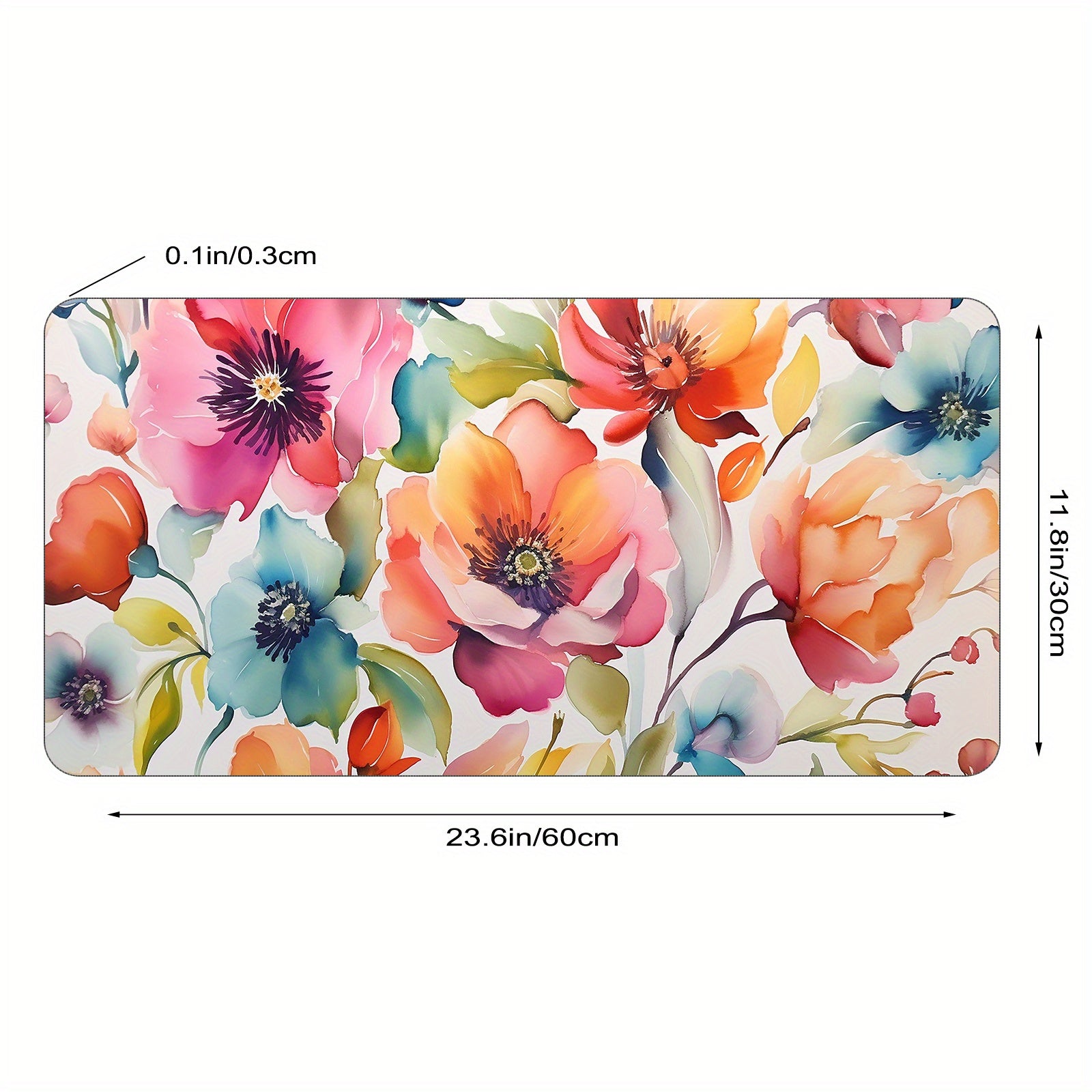 Artistic Watercolor Floral Large Gaming Mouse Pad Non Slip Computer Mat