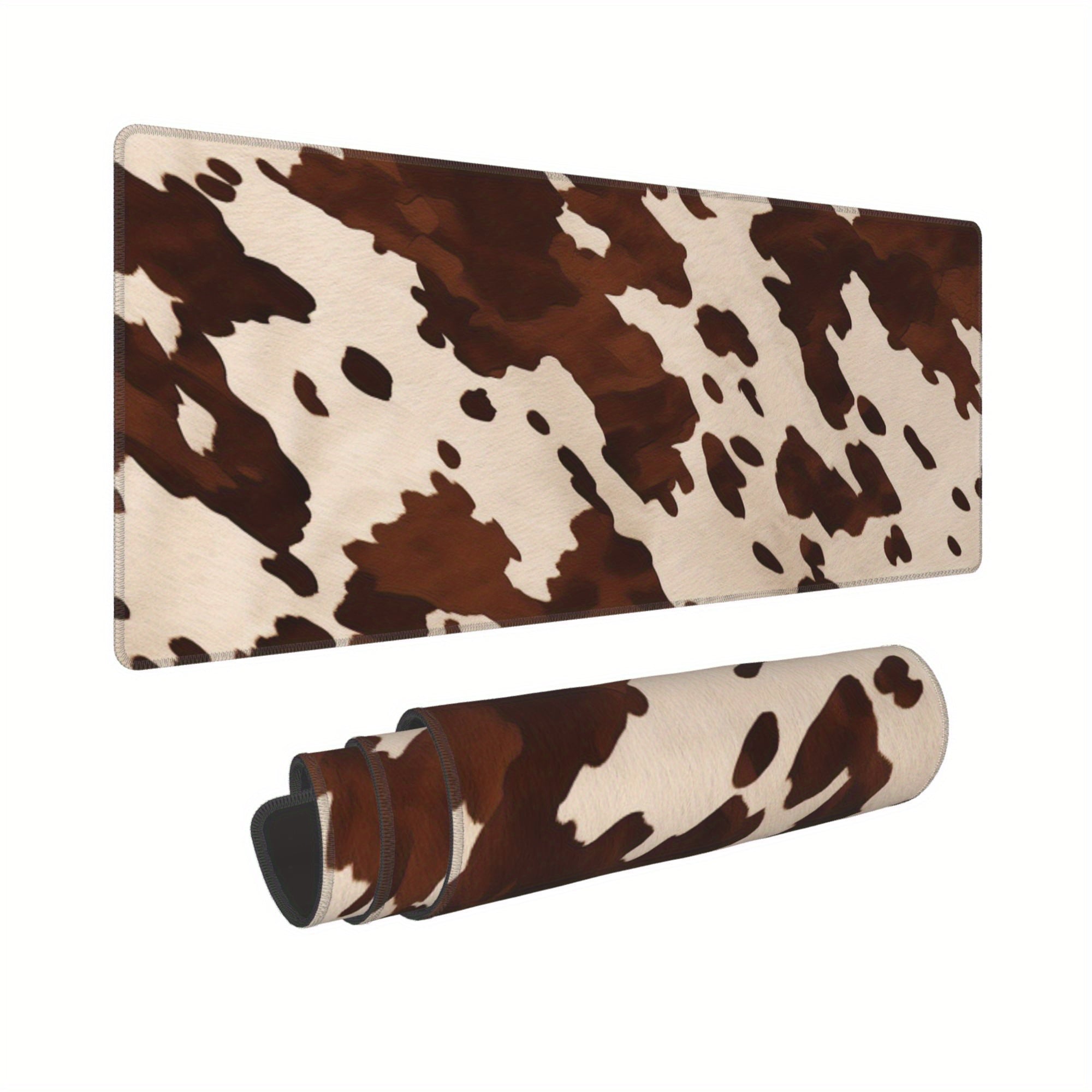 Brown Cowhide Pattern Gaming Mouse Pad Non Slip Computer Mat