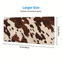 Brown Cowhide Pattern Gaming Mouse Pad Non Slip Computer Mat