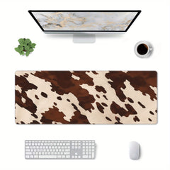 Brown Cowhide Pattern Gaming Mouse Pad Non Slip Computer Mat