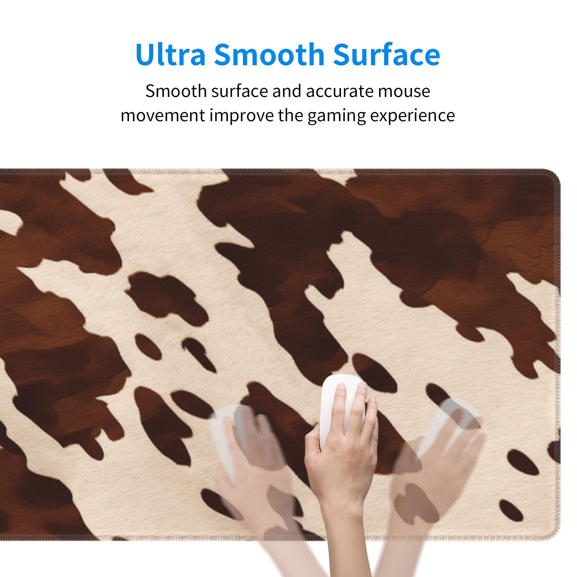 Brown Cowhide Pattern Gaming Mouse Pad Non Slip Computer Mat
