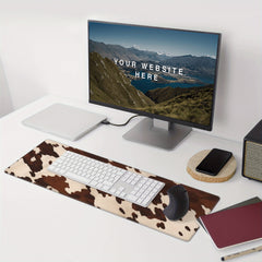 Brown Cowhide Pattern Gaming Mouse Pad Non Slip Computer Mat