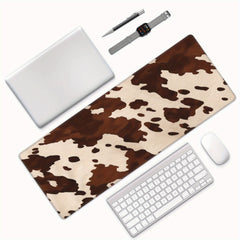 Brown Cowhide Pattern Gaming Mouse Pad Non Slip Computer Mat