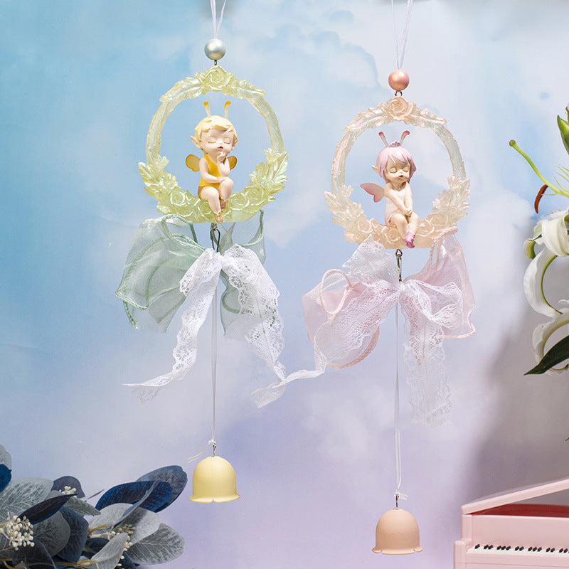 Leather Feather Butterfly Wind Chime Pendant Home Decoration