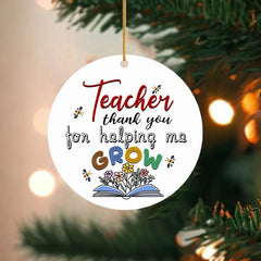 2D Thank You Teacher Acrylic Pendant Golden Rope Decor