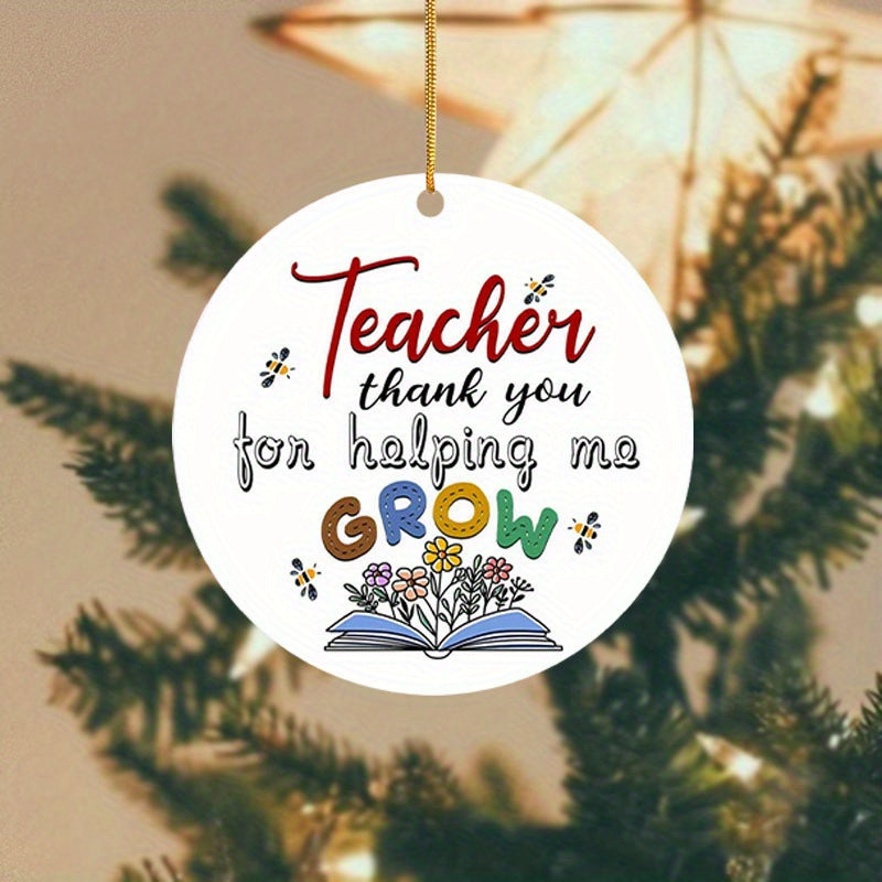 2D Thank You Teacher Acrylic Pendant Golden Rope Decor