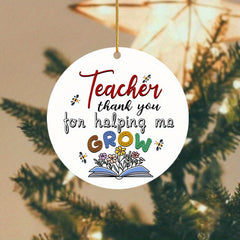 2D Thank You Teacher Acrylic Pendant Golden Rope Decor