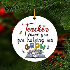2D Thank You Teacher Acrylic Pendant Golden Rope Decor