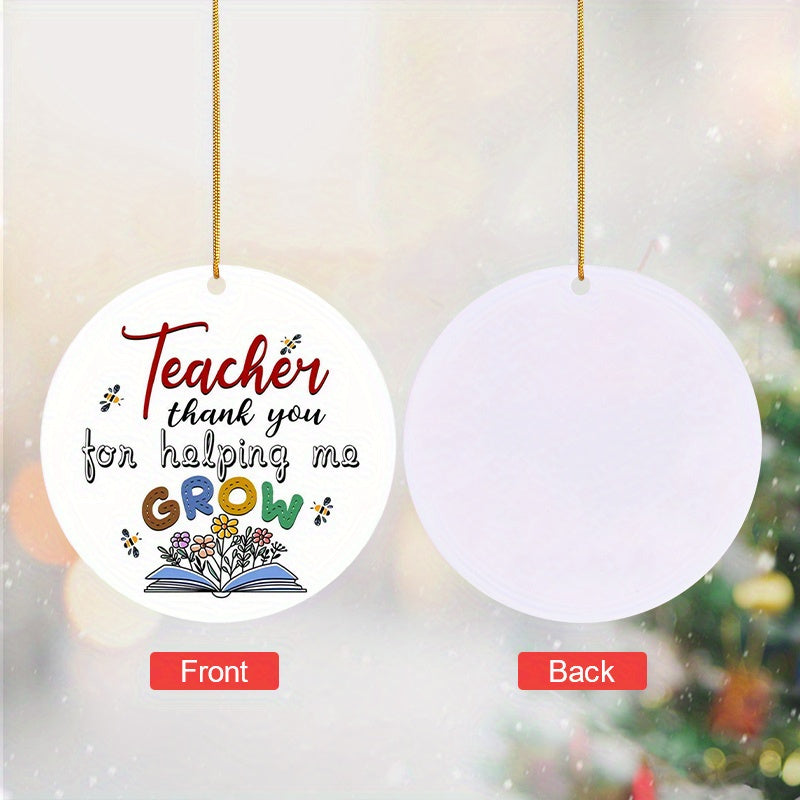2D Thank You Teacher Acrylic Pendant Golden Rope Decor