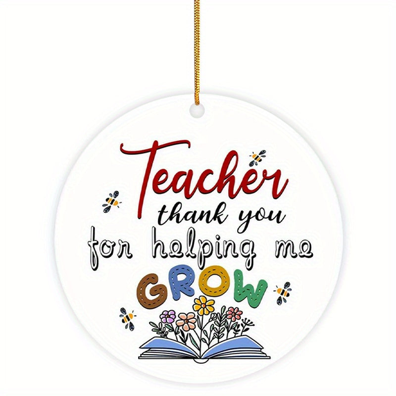 2D Thank You Teacher Acrylic Pendant Golden Rope Decor